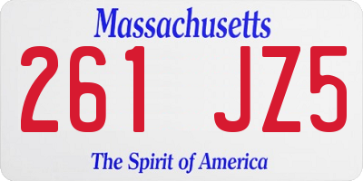 MA license plate 261JZ5
