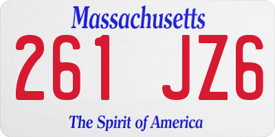 MA license plate 261JZ6