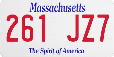 MA license plate 261JZ7