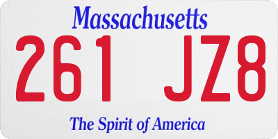 MA license plate 261JZ8