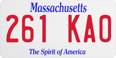MA license plate 261KA0
