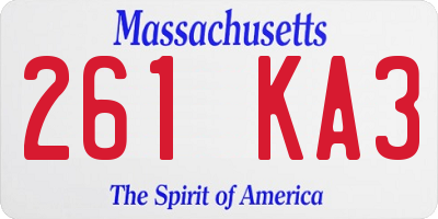 MA license plate 261KA3