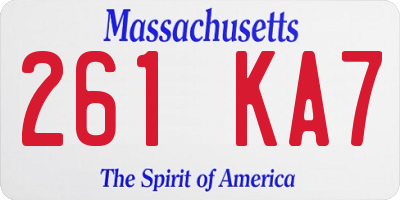 MA license plate 261KA7