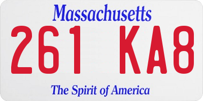 MA license plate 261KA8