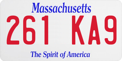 MA license plate 261KA9