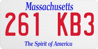 MA license plate 261KB3
