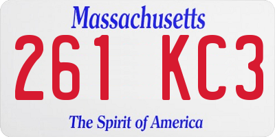 MA license plate 261KC3