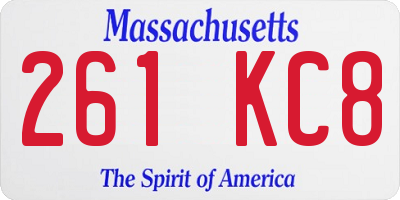 MA license plate 261KC8