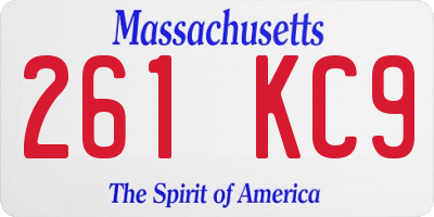 MA license plate 261KC9