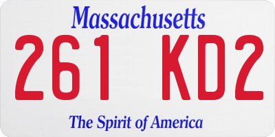 MA license plate 261KD2