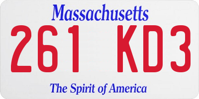 MA license plate 261KD3