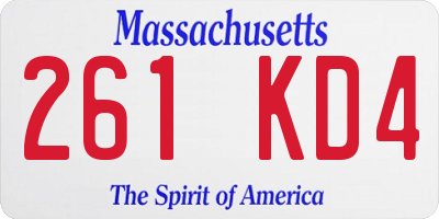 MA license plate 261KD4
