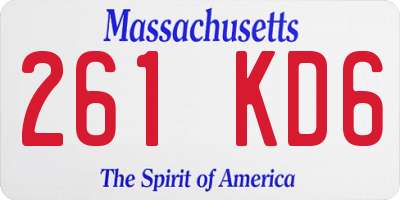 MA license plate 261KD6