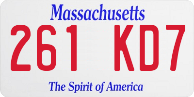 MA license plate 261KD7