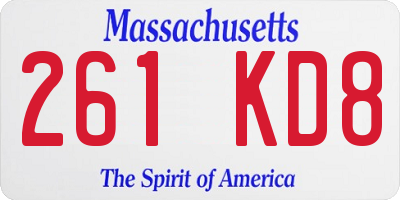 MA license plate 261KD8