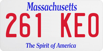 MA license plate 261KE0