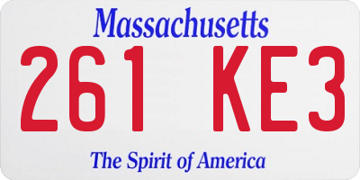 MA license plate 261KE3