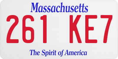 MA license plate 261KE7