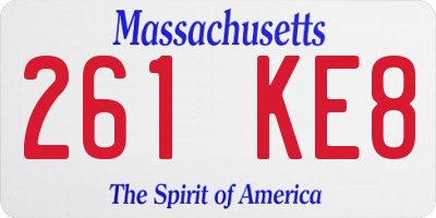 MA license plate 261KE8