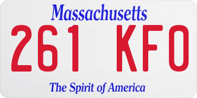 MA license plate 261KF0