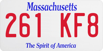 MA license plate 261KF8
