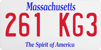MA license plate 261KG3