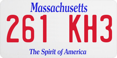 MA license plate 261KH3
