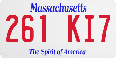 MA license plate 261KI7