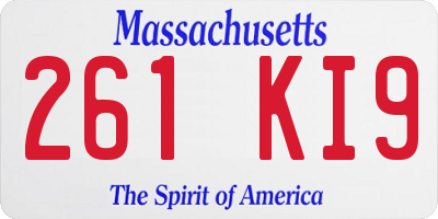 MA license plate 261KI9