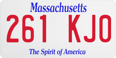 MA license plate 261KJ0