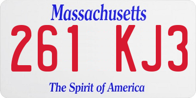 MA license plate 261KJ3