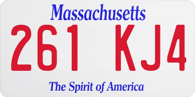 MA license plate 261KJ4