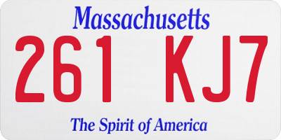 MA license plate 261KJ7