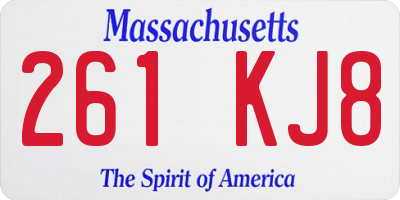 MA license plate 261KJ8