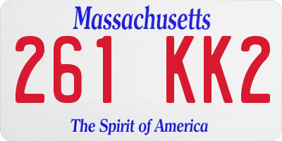 MA license plate 261KK2