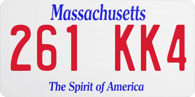 MA license plate 261KK4