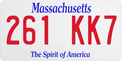 MA license plate 261KK7