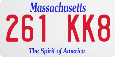 MA license plate 261KK8