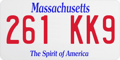 MA license plate 261KK9