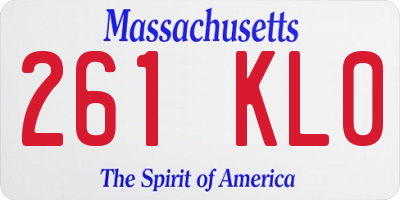 MA license plate 261KL0