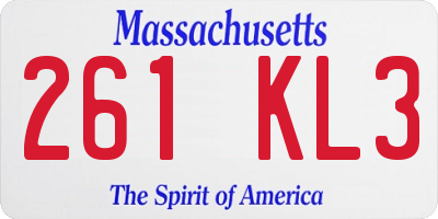MA license plate 261KL3