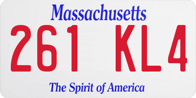 MA license plate 261KL4