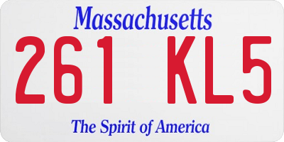 MA license plate 261KL5