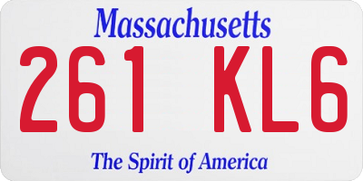 MA license plate 261KL6