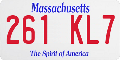 MA license plate 261KL7