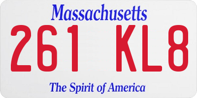 MA license plate 261KL8