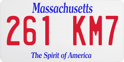 MA license plate 261KM7