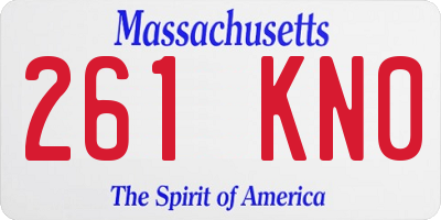 MA license plate 261KN0