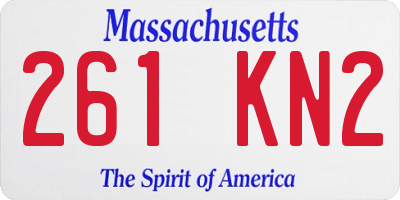 MA license plate 261KN2
