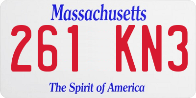 MA license plate 261KN3